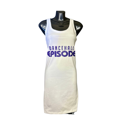 White Vest Dress With Purple Logo